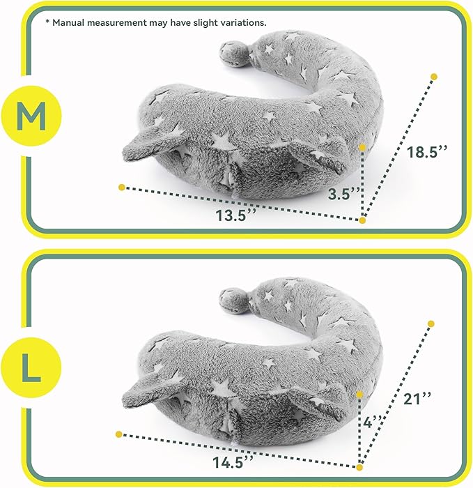 Dog Calming Pillow, Glow in The Dark Dog Put Head on, Soft Question Mark Pillows for Dogs, Kids, Adults, Washable Dog Bed Pillow, Cozy Dog Body Pillow (M Gray)