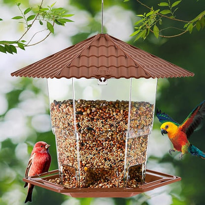 Bird Feeders for Outdoors Hanging Bird Feeder Wild Birds Seed, Brown B