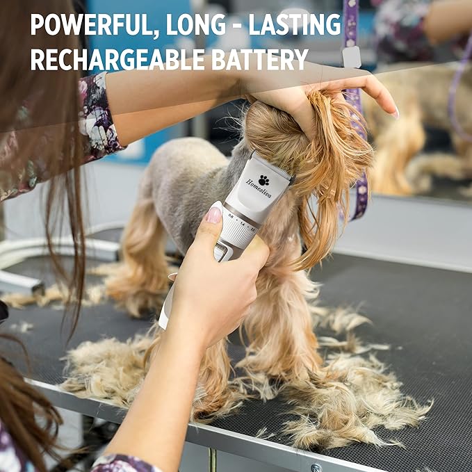 Dog Grooming Shaver Kit Clippers Low Noise Rechargeable Cordless Electric Quiet Hair Clippers Set for Dogs Cats Pets (White)