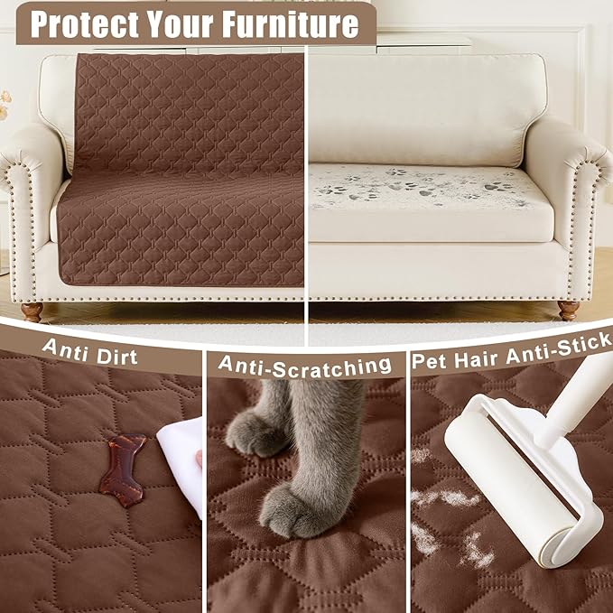 Smiry Waterproof Dog Blanket, Soft Dog Bed Cover Pet Blanket, Reversible Couch Cover for Dogs Washable, Pet Couch Covers for Sofa Furniture Protector for Puppy Cat (52x82 Inch, Brown/Chocolate)