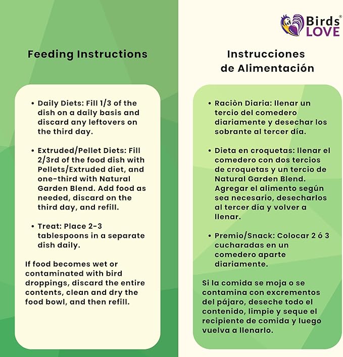 Birds LOVE All Natural Garden Blend Bird Food for Conures - Sunflower Free 2lb