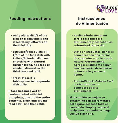 Birds LOVE All Natural Garden Blend Bird Food for Conures - Sunflower Free 2lb