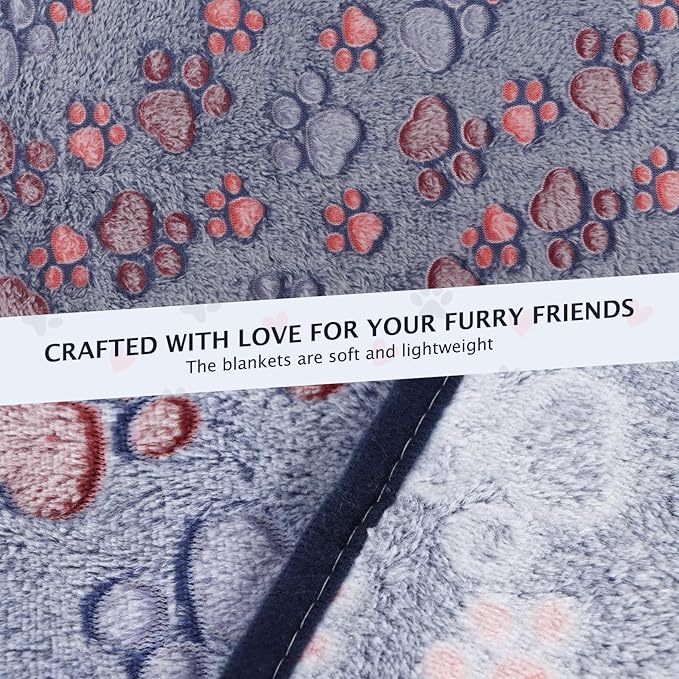 BVAGSS 6 Pack Small Dog Blanket, Super Soft Warm Pet Cover Blankets, Paw Print Puppy Fleece Flannel Blanket for Small Medium Dogs and Cats MW003