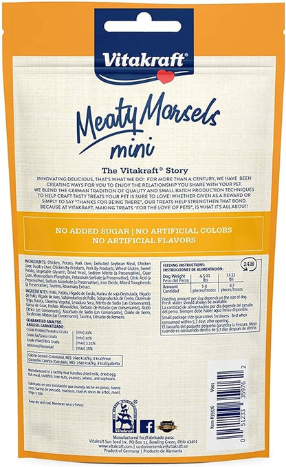 Vitakraft 3 Pack of Chicken Mini Meaty Morsels Dog Treats, 1.69 Ounces Each, with Sweet Potato