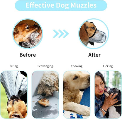 Dog Muzzle, Breathable Soft Muzzle for Extra Large Dogs to Anti & Prevent Barking Biting Chewing, Reflective & Adjustable Basket Muzzle with Air Mesh for German Shepherd Blue XXL