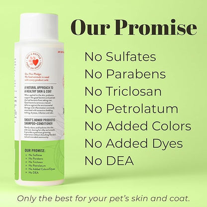 Skout's Honor Probiotic Pet Shampoo & Conditioner with Avocado Oil & Omega-3s, 97% Natural, Paraben & Sulfate-Free, Cruelty-Free, 16oz, Sunkissed Coconut