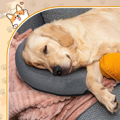 Dog Pillow Benefit for Cervical Vertebra/Neck -Dog Calming Pillow for Soothing Joints and Improving Sleep, Arched Dog Bed Pillow with Sponge Support, Washable for Large Dogs, L