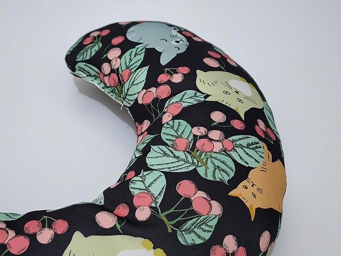 Cute Cooling Dog Bed Pillows, Half Donut U Shaped Pet Neck Pillow,Pet Neck Pillow for Upper Spine and Calming Support (Tropical Cat, Large for Pets Under 30lbs)