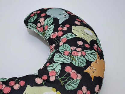 Cute Cooling Dog Bed Pillows, Half Donut U Shaped Pet Neck Pillow,Pet Neck Pillow for Upper Spine and Calming Support (Tropical Cat, Large for Pets Under 30lbs)