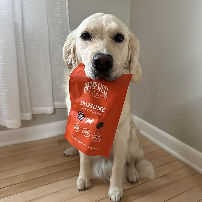 Hemp Well Immune - Allergy Support Dog Soft Chews - Long Lasting Relief for Seasonal Dog Allergies and Itching - Supports Healthy Skin and Immune System - Gut Health - Organic (30)