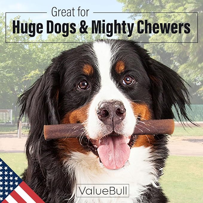 ValueBull USA Collagen Sticks for Dogs, 6 Inch Super Jumbo Chews, Natural Long-Lasting Dog Treats, 25 Count - Promotes Joint, Skin & Coat Health with Glucosamine and Chondroitin