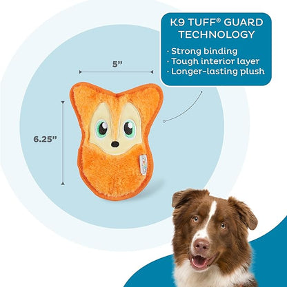 Outward Hound Durablez Minis Stuffing-Free Squeaky Plush Dog Toy for Puppies & Small Dogs - Interactive, Soft Yet Tough, No Mess, Jumbo Squeaker, Long-Lasting Play, Fox