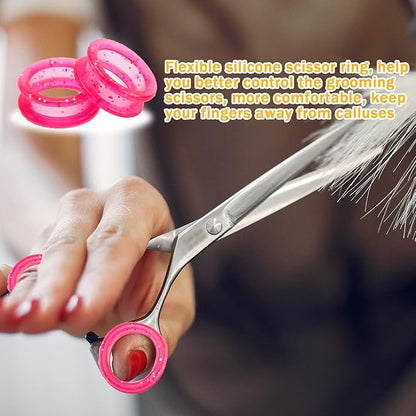 80-Piece Scissors Finger Rings Professional Dog Grooming Scissors Accessories for Dog Hair Cutting, Ergonomic Pet Shear Finger Ring Thumb Inserts Grips for Comfortable and Precise Grooming