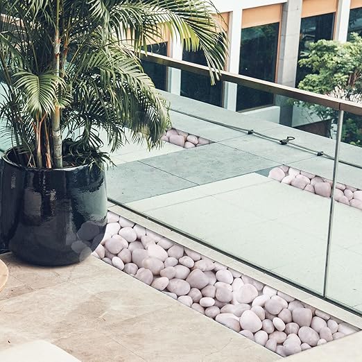 20Ib White River Rocks for Landscaping- High Polished Pebbles for Plants-Garden Decorative Stones-1-2 Large Plant Rocks,Ideal for Aquarium, Home Decor