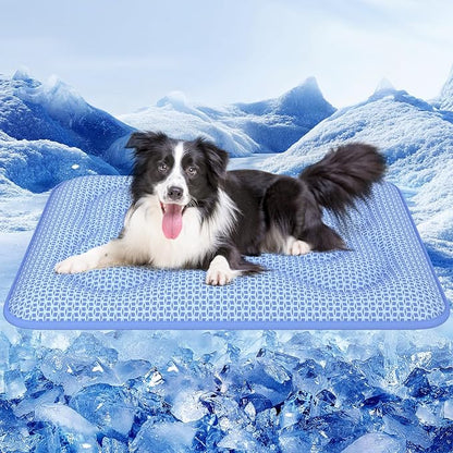 Rywell Dog Cooling Mat, 44*32 Super Thick & Comfortable Cooling Mat for Large Dog with Arc-Chill 3.0 & PCM Tech(Q-Max>0.5), Endothermic Color Changing&Dual Sided for All-Year Use, Portable for Pet Bed