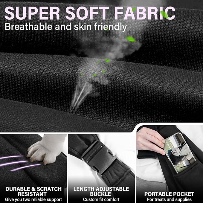 City & Cuddle Dog Carrier Sling for Small Dogs, Puppy Sling Carrier for 3-15 lbs Dog Cat with Zipper & Adjustable Strap Reduce Pain, Pet Sling Purse with Safety Harness Travel Pouch Carry Bag Black