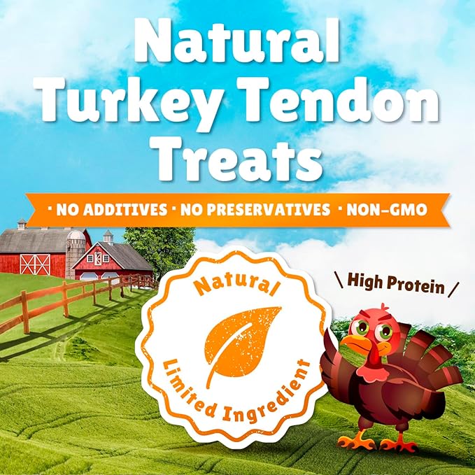 Gootoe Turkey Tendon Dog Treats  100% USA-Sourced, Natural Snack, Premium Training Chews, Hypoallergenic, Reseal Value Bags, Size for Medium Dogs, Pretzel (Medium) 3 Unit/Pack