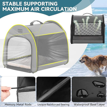PETSFIT Portable Dog Crate, Dog Travel Crate - 26.5 Inch Lightweight, Roomy, Easy to Set Up, Portable Pop Up Dog Carrier with Thick Mat, Sturdy Soft Dog Crate