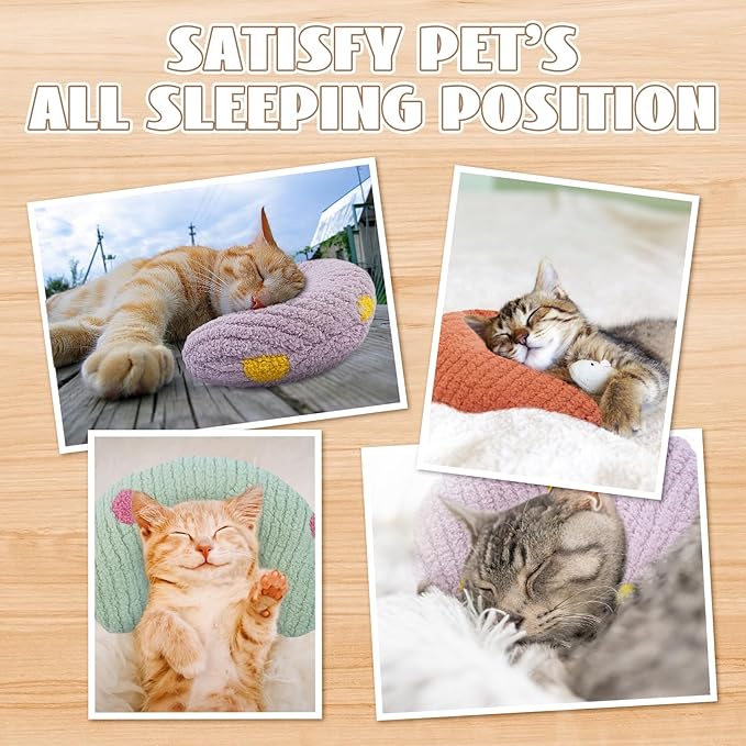 T'CHAQUE Cat Pillow, Dog Neck Pillow Anxiety Relief, Comfort Cat Pillows for Indoor Catsï¼ Ultra Soft Dog Calming Pillow Bed, Half Donut Cuddler Sleeping Improve Pillow Pet for Upper Spine Support