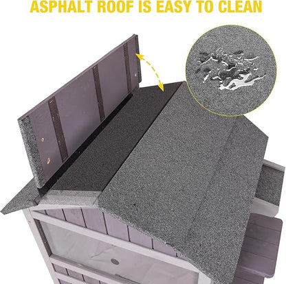 Aivituvin Outdoor Cat House Insulated Two Story Feral Cat Shelter Weatherproof Cat Enclosure for Winter with Escape Doors