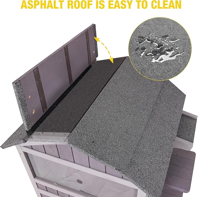 Aivituvin Outdoor Heated Cat House Two Story Feral Cat Shelter Weatherproof Cat Enclosure for Winter Kitty Condo with Escape Doors