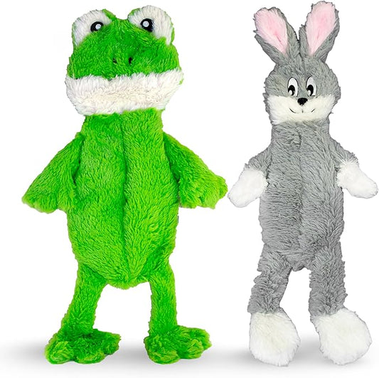 FGA MARKETPLACE Frog-Grey Rabbit Flat NO Stuffing NO Squeak Plush Dog Toy, Funny Style Will Entertain Your Dog for Hours, Recommended for Small and Medium Dog 21 INCH Long