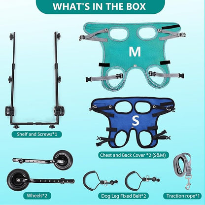 Updated Dog Wheelchair for Back Legs, Small Dog Wheelchair Carts with Wheels, Light Weight Wheelchair for Leg Support Helps Senior, Injured, Paralyzed (S&M)