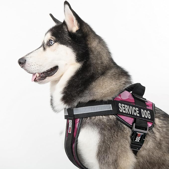 Dogline Unimax Service Dog Harness Vest with Removable Service Dog Patches Adjustable Straps Breathable Neoprene for Medical Identification Training Dogs Girth 36 to 46 in Pink Camo