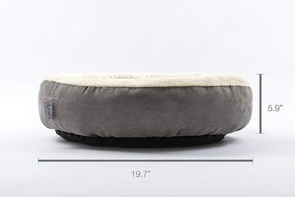 Love's cabin Round Donut Cat and Dog Cushion Bed, 20in Bed for Cats or Small Dogs, Anti-Slip & Water-Resistant Bottom, Super Soft Durable Fabric Pet Beds, Washable Luxury Cat & Dog Bed Gray