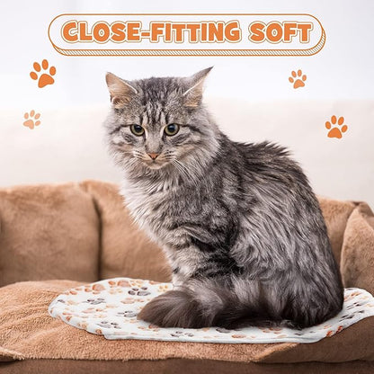 Tegeme 12 Pieces Pet Blanket Soft Fleece Dog Fluffy Doggie Warm Felt Throw Spring Cute Paw Print Puppy Kitten Sleep Mat Bed Covers for Cat(23 x 16 Inch,White)