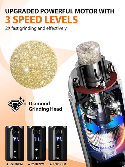Toozey Dog Nail Grinder with LED Light, Professional 2-Speed Electric Pet Nail Trimmer with 2 Grinding Wheels, Rechargeable Quiet Dog Nail File Painless Paws Grooming for Small Medium Large Dog & Cat