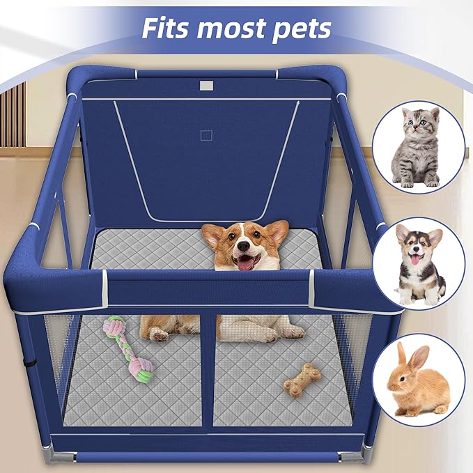 42 _ 42 Inch Puppy PlayPen, Dog Playpen with Mat for Puppies, Small and Medium Dogs, Pet PlayPen for Outdoors & Indoors