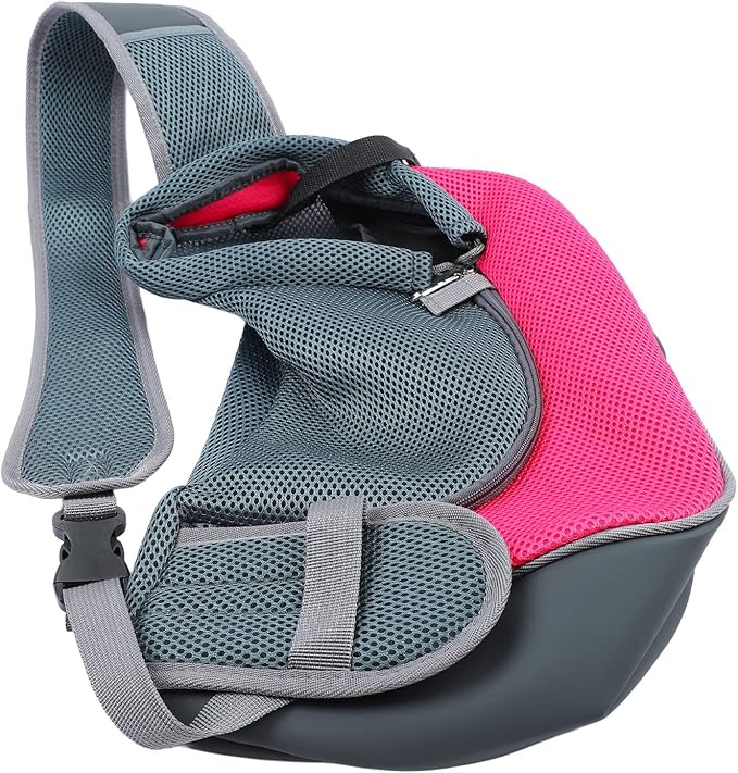 Dog and Cat Sling Carrier, Hands Free Shoulder Pet Dog Carrier, Breathable Mesh Safe Pet Papoose Bag for Puppy Small Dogs Cats, Puppy Carrier Purse with Storage Pocket for Travel(Rose Red)