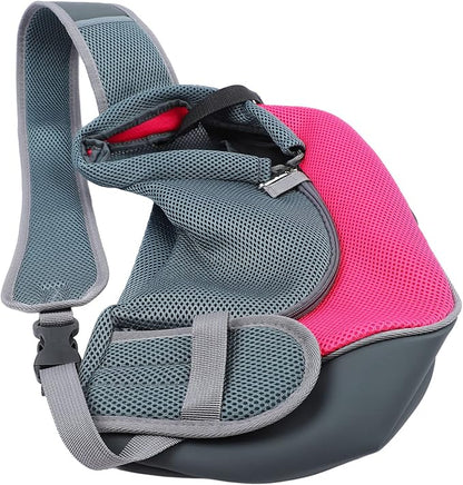 Dog and Cat Sling Carrier, Hands Free Shoulder Pet Dog Carrier, Breathable Mesh Safe Pet Papoose Bag for Puppy Small Dogs Cats, Puppy Carrier Purse with Storage Pocket for Travel(Rose Red)
