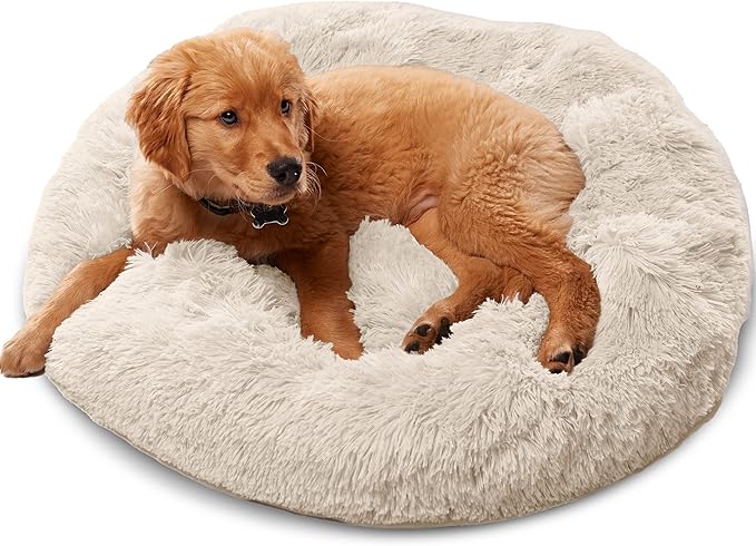 Active Pets Small Beige Dog Bed for Up to 25lbs, Calming Orthopedic Pet Bedding for Anxiety Relief, Joint Support & Comfort, Washable Dog Furniture