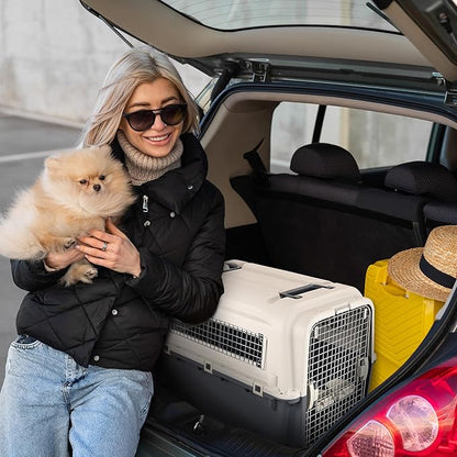 Plastic Kennels, Plastic Dog Crate, Airline Approved Pet Carrier for Dogs and Cats Longer Traveling, L