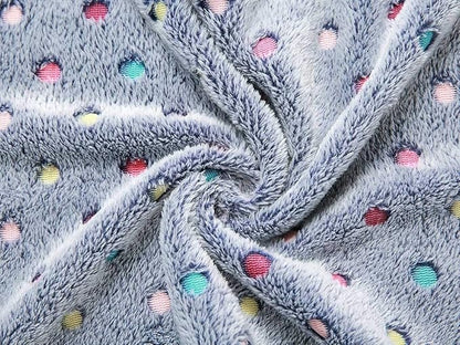 1 Pack 3 Blankets Super Soft Cute Dot Pattern Pet Blanket Flannel Throw for Dog Puppy Cat Blue/Purple/Grey Large