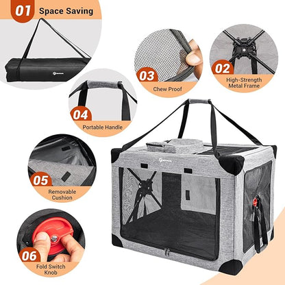 MIU COLOR Portable Dog Playpen 32 Inch, Foldable Play Pen for Indoor Dogs Cats, Dog Kennel Tent for Rabbit or Small Animals, Breathable with Window, Soft mat, Heavy-Duty Oxford, Steel Frame