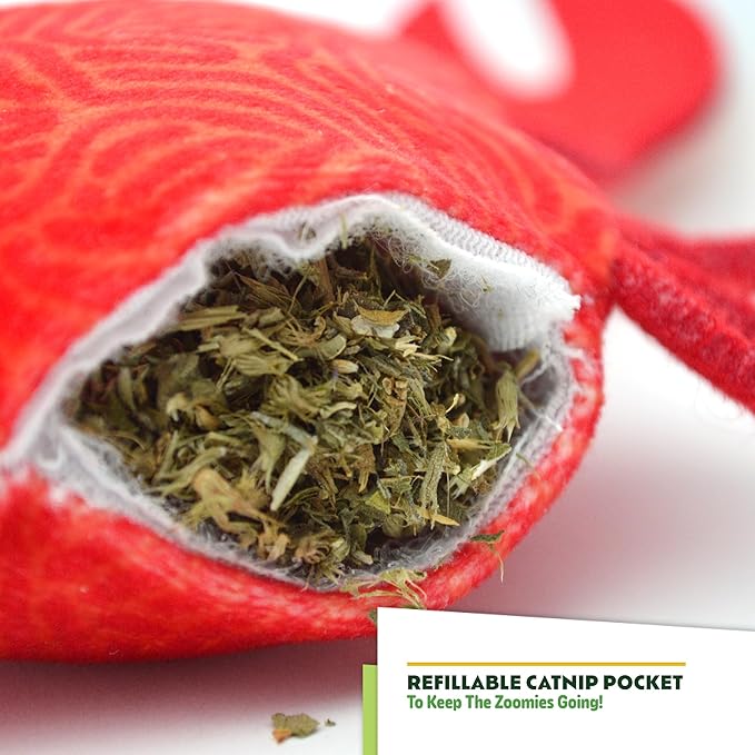 ZOOMIE Crab - Refillable Catnip Toy + Catnip | High Potency Hand Harvested Fresh | Soft Plush for Engaging Play