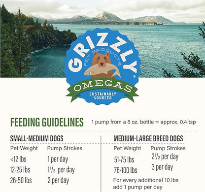 Grizzly Pet Products Algal Plus Omega 3-6-9 Food Supplement for Dogs and Cats, 8 Ounce Bottle