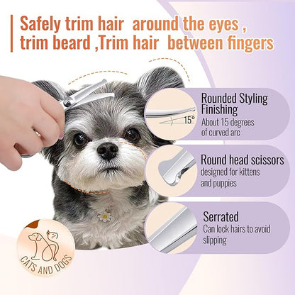 Dog Grooming Scissors: 4.75" Pet Curved Shears Made Of Advanced Stainless Steel Alloy for Trimming Dogs Cats and Other Pets Face and Paws