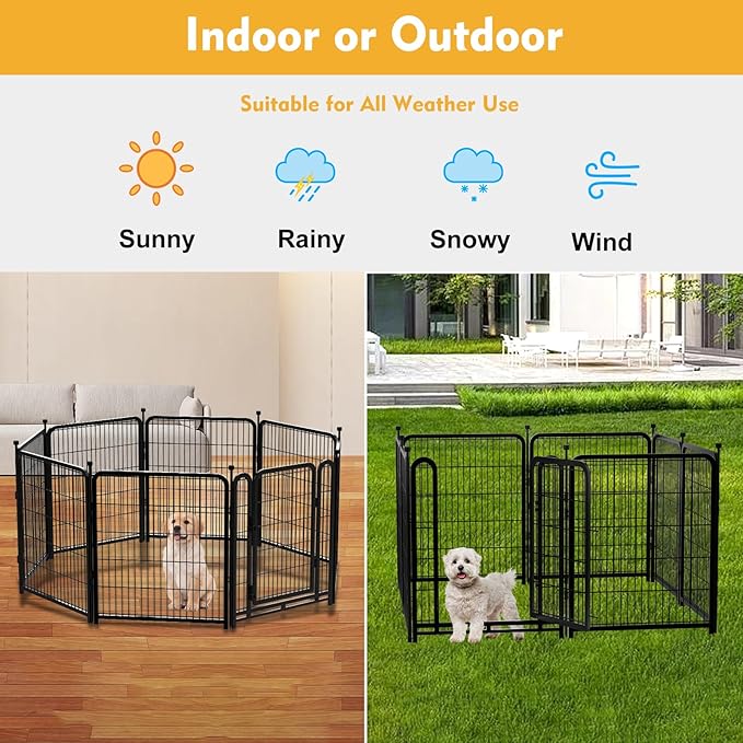 56 in(H) Decorative Garden Fence Panels, Wide Door Low Threshold, Dog Fence Outdoor for Yard. 10 Panels Total 22.1 Ft(L)ï¼_o Dig Fencing for Dogs, Black