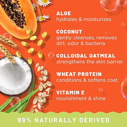 TropiClean 2-in-1 Dog Shampoo and Conditioner, Moisturizing Dog Detangler, Puppy Safe, Made in the USA, Papaya Scent, Cat & Kitten Safe, 20oz.