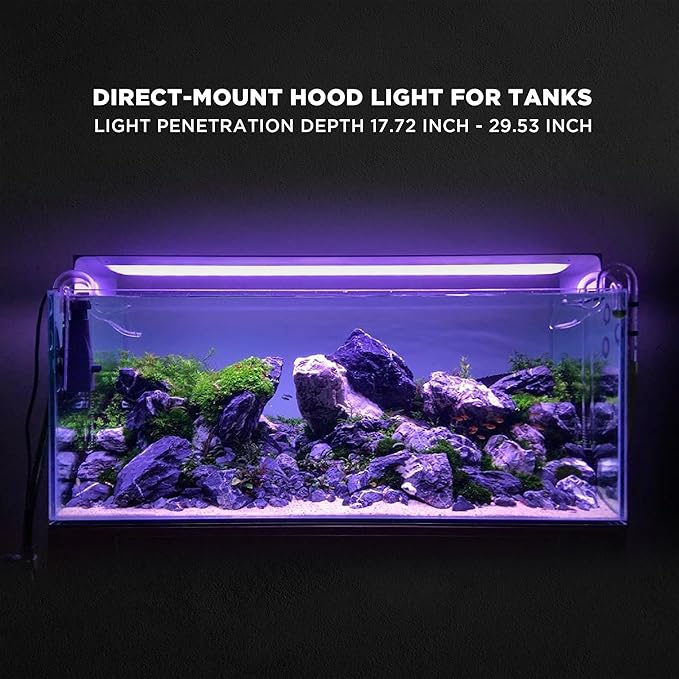 ONF Flat One+ 36 in 24/7 Cycle Aquarium Light, Blue White Full Spectrum Colorfull LED Light, Fish Tank Light Brightness Dimmable & Color Temperature APP Controlled, Sunrise & Sunset, Hood Style