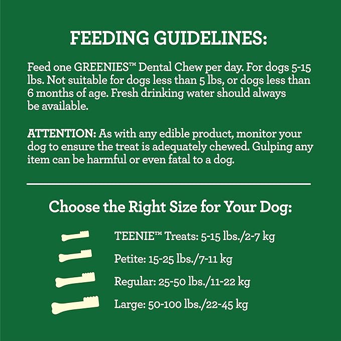 Greenies Aging Care Teenie Dental Dog Treats, 27 oz. Pack (96 Treats)