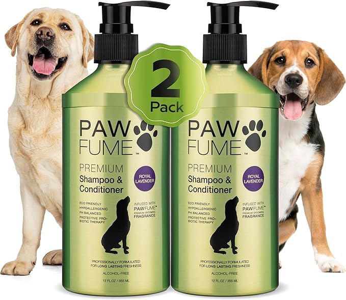 PAWFUME Dog Shedding Shampoo and Conditioner, Royal Lavender, 2-Pack  Nourish & Detangle for Silky Soft Coat  Probiotic, Deep-Cleaning, pH-Balanced  Salon-Quality Shedding Shampoo for Dogs