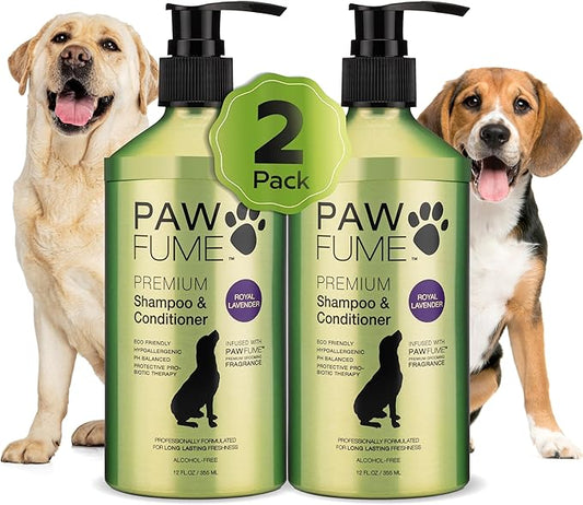 PAWFUME Dog Shedding Shampoo and Conditioner, Royal Lavender, 2-Pack  Nourish & Detangle for Silky Soft Coat  Probiotic, Deep-Cleaning, pH-Balanced  Salon-Quality Shedding Shampoo for Dogs