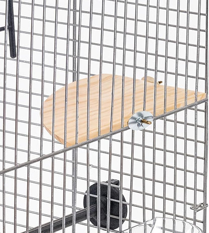 2 Pcs Bird Perch Platform 2 Sizes Wooden Parrot Perch Corner Sturdy Parrot Perchs 5.12 and 6.7 inch Fan Shape Flat Perches Stand Playground Cage Exercise Accessories for Gerbil Birds Hamster Parrots