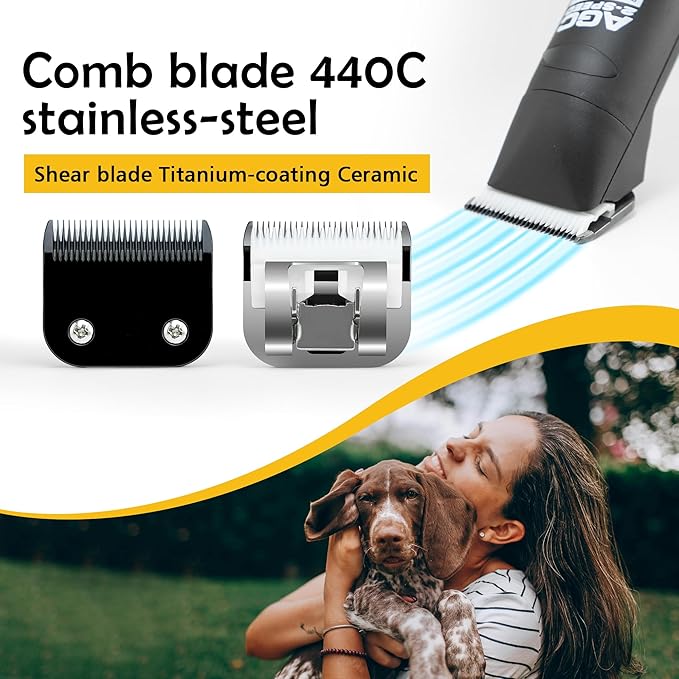 3 3/4FC- Clipper Blade, Detachable Dog Grooming Replacement Blades Compatible with Andis,Compatible with Oster A5, fit for Wahl KM Series Pet Clippers, Made of Ceramic & Stainless Steel
