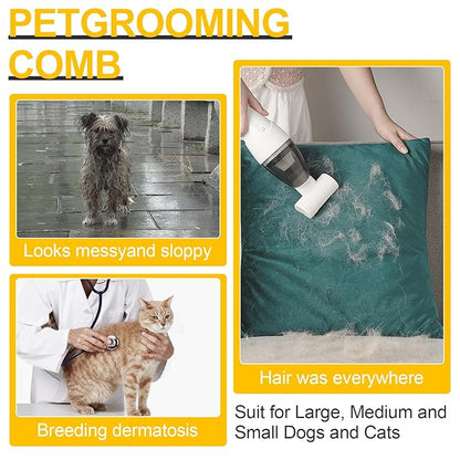 2pcs Dog Grooming Combs for Removing Tangles, Round Teeth Metal Cat Pet Hair Comb, Silver Large Professional Grooming Tool for Long Short Haired Dogs Cats Rabbits